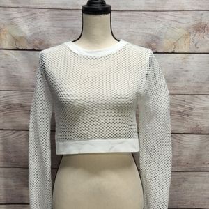 NEW!!! Women's white long sleeve mesh crop top